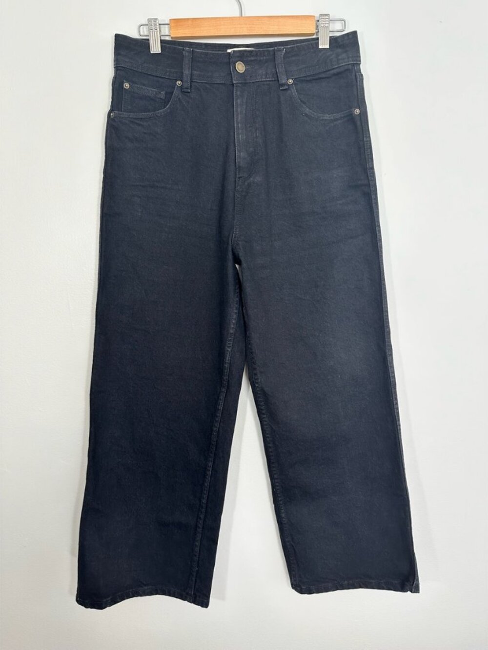 Sezane Denim Faded Black Wide-Leg Jeans Sz 40/8